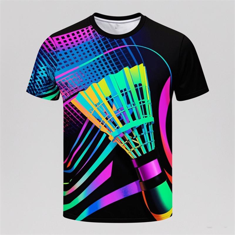 New Badminton 3D Print T-Shirts Shuttlecock Men Women Fashion Streetwear Short Sleeve T Shirt Cool Kids Tees Tops Man Clothing