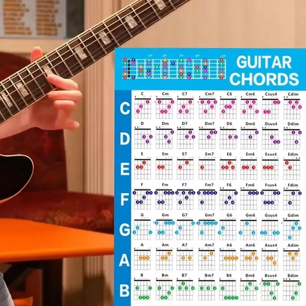 Printed Vinyl Paper Guitar Practice Chord Chart Coated Paper Reference Guide  For Beginners