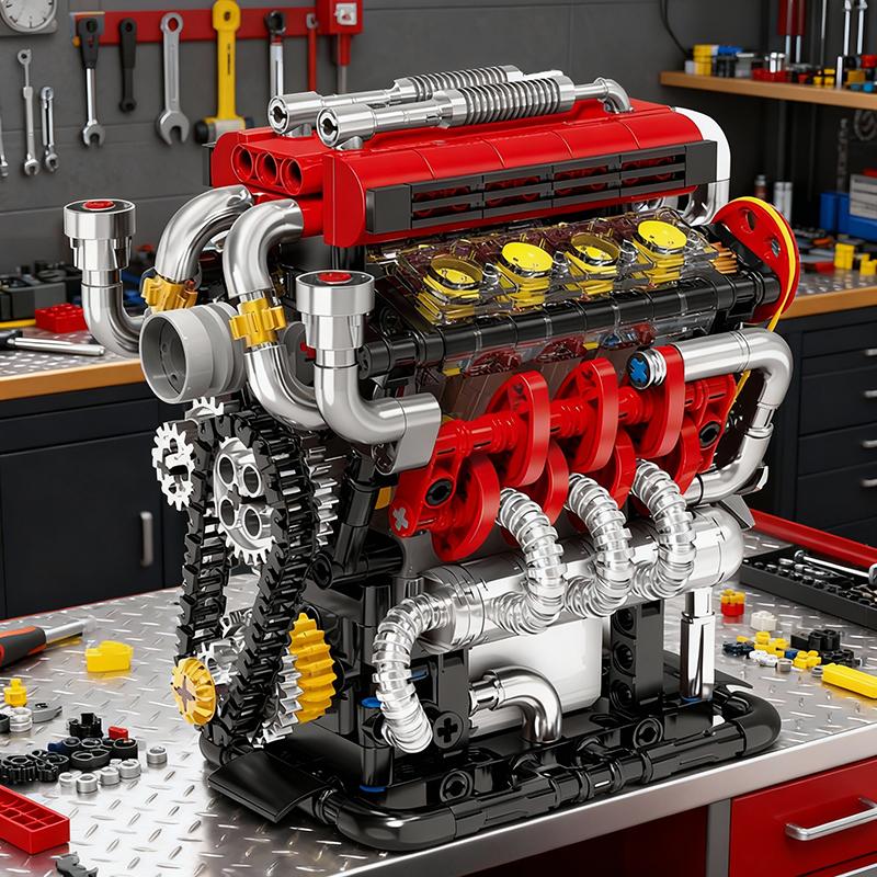 Моторизованная модель симулятора двигателя автомобиля V8 Электрически приводимые Строительные игрушки Технические блоки Креативные игрушки Подарки для взрослых 538 шт.