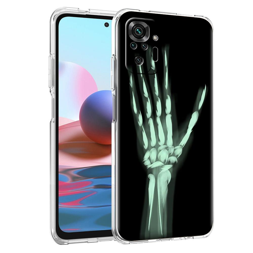 Прозрачный чехол для телефона для Redmi 14C 13C 10C 10 9 Note 13 12 11 K50 K40 Plus Pro 4G 5G Мягкий ТПУ чехол Осень Рентген Кости Руки