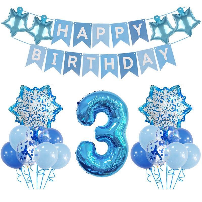 Snowflake Theme Birthday Party Balloon Set with Snowflake Pentagram Decoration Balloons