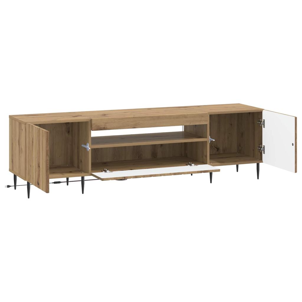 LED TV Stand ZWOLLE 153 x 35 x 43 cm Artisan Oak