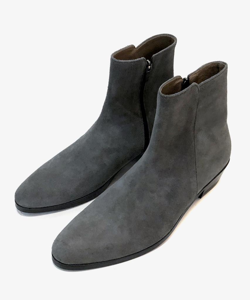 Joenshoe Hugo Rounded Suede Side Zipper Chelsea Boots Gray