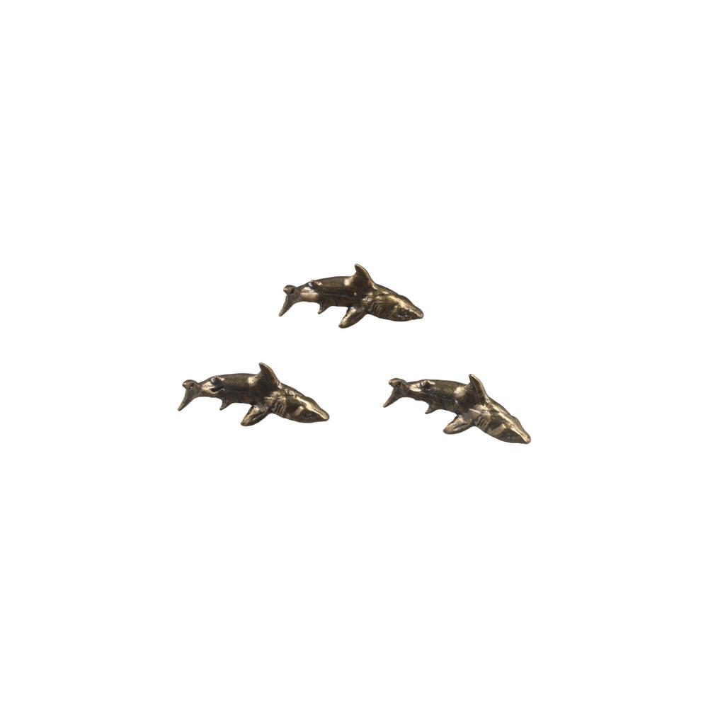 Shark Simulation Animal Solid Brass Miniatures Figurines Cartoon Keychain Pendant  Home Decor