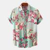 2022 Summer Men's Short Sleeve Floral Shirt - European and American Style