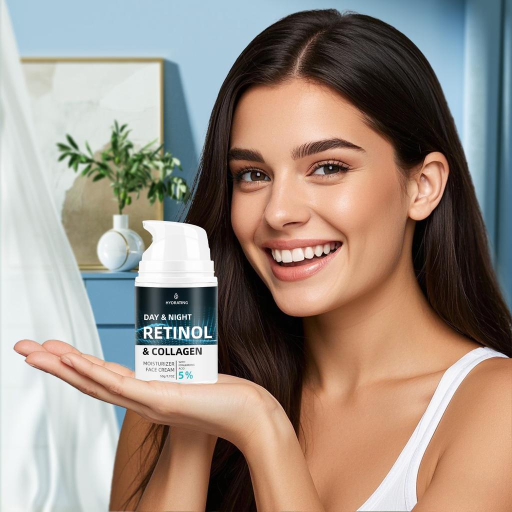 Day & Night Moisturizing Cream 50g – Retinol Anti-Aging Cream with Collagen for Firm & Hydrated Skin