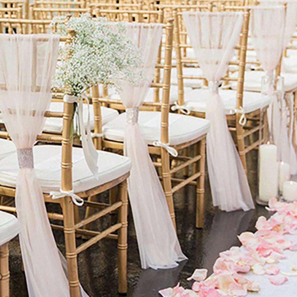 Шифоновая лента для стульев Свадебные принадлежности для вечеринок Украшения для свадебного прохода Вечеринка Банкет Событие Детский душ Декор для стульев Украшения для вечеринки