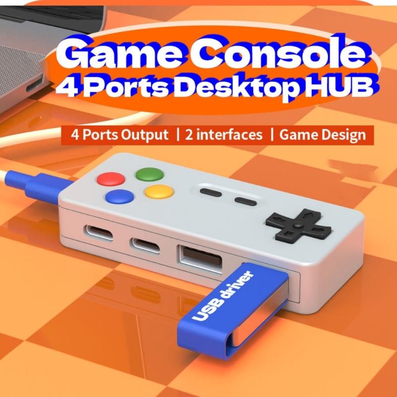 Creative Gamepad USB Hub with 2 Type C and 2 USB Port Converters for PC, Laptop, and TV Connectivitys