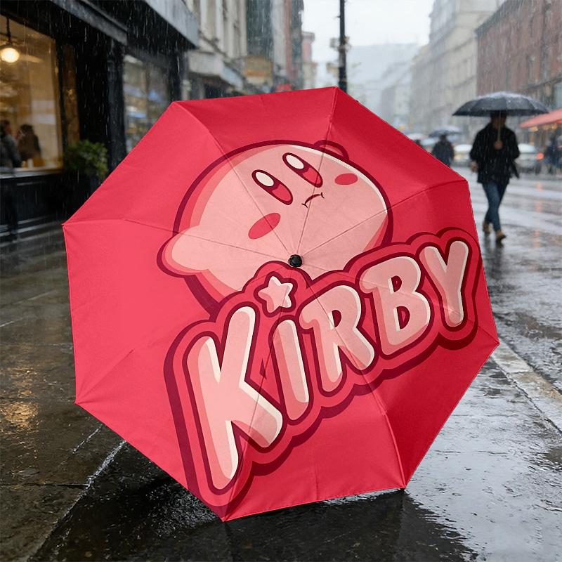 Kirby Adventure 8 Ribs 3Fold Black Glue Uv Protection Umbrella Sun Protection Rainproof Compact Folding Umbrella For Travel Daily Use C923863