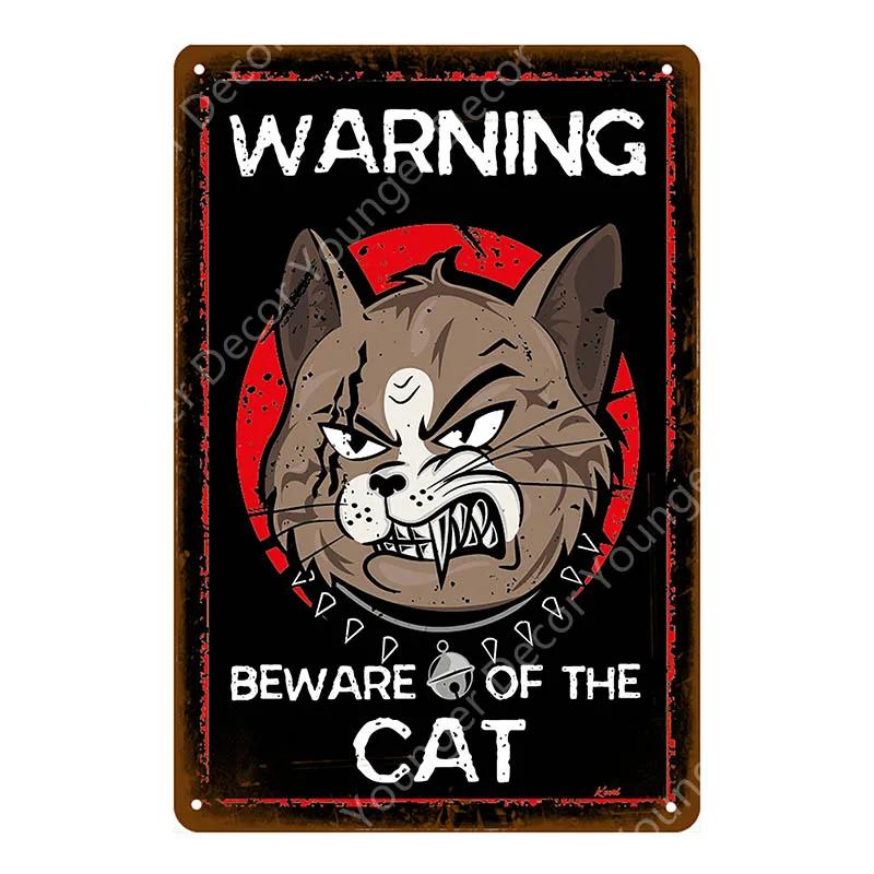 Предупреждение: Остерегайтесь черной кошки, знаки домашних животных, металлический плакат с изображением животных, винтажная тарелка для настенного искусства, ретро, ​​декор для дома, комнаты, 30X20 см, YJ139