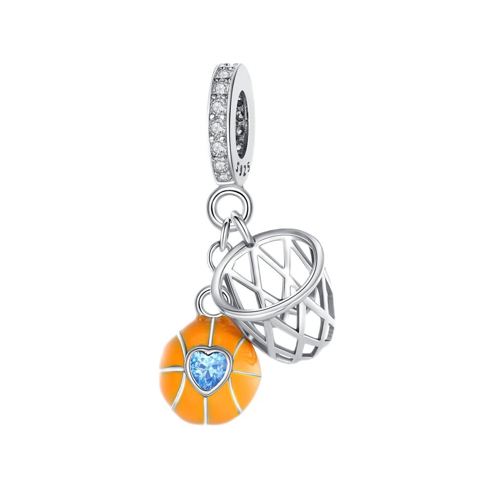 S925 Silver Sports Theme Handmade Jewelry Accessories Creative Baseball Soccer Basketball Pendant Charms