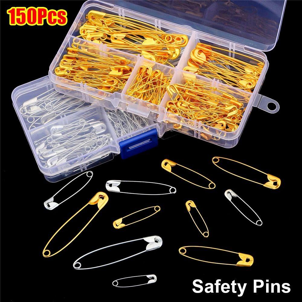 150Pcs/Box 27/32/38/45/55mm Safety Pins DIY Sew Brooch Durable Sewing Tools for Clothes Sewing