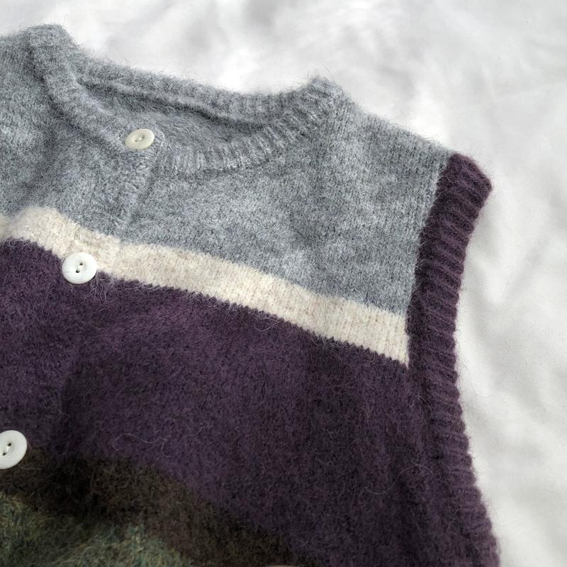 DIMANAF 2025 Большой размер Осень Женщины Полоски Без рукавов Вязаные Свитера Фиолетовый Повседневный стиль Свободный Свитер