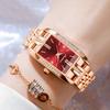 Luxury Women's Diamond-encrusted Square Roman Watch Fashion Solid Stainless Steel Watch Butterfly Clasp Rose Gold Trend Watch