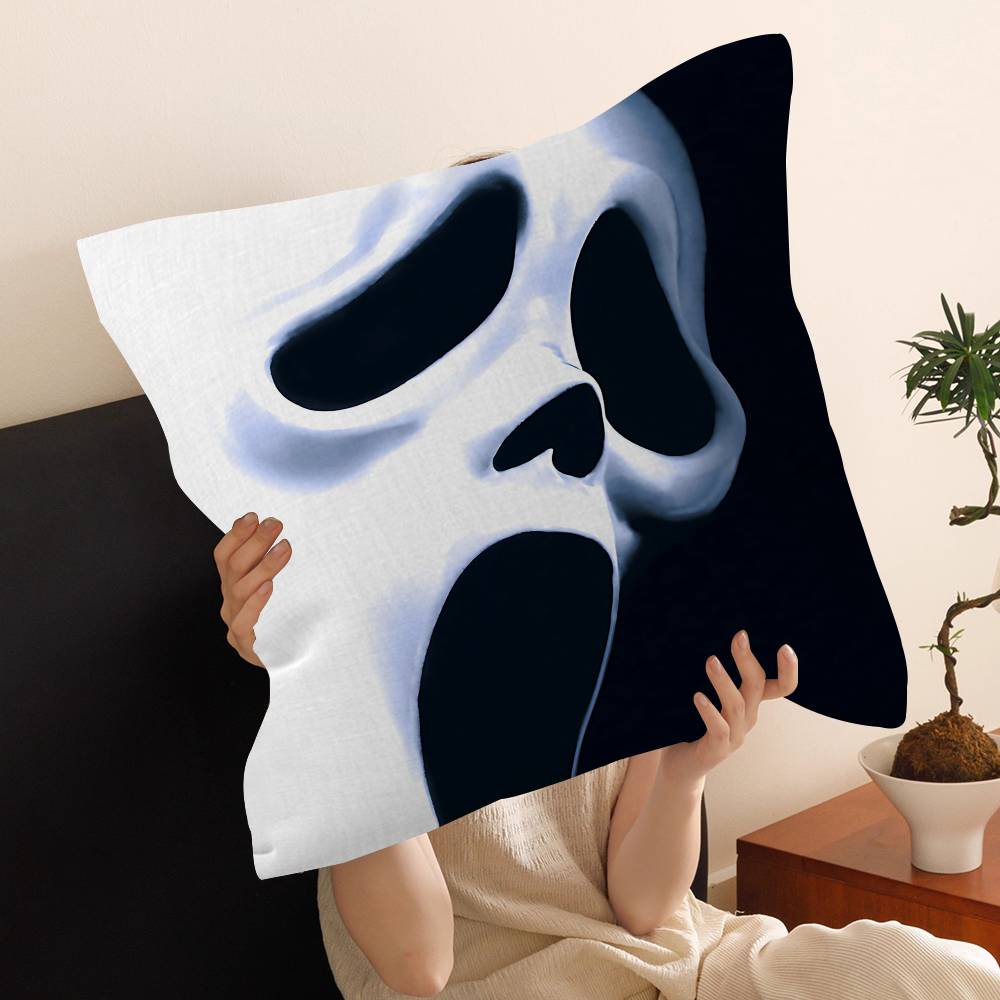 S-Scream Horror Movie Pillow Covers Cartoon Sofa Decorative Home Double-Sided Printing Short Plush Cute Cushion Cover