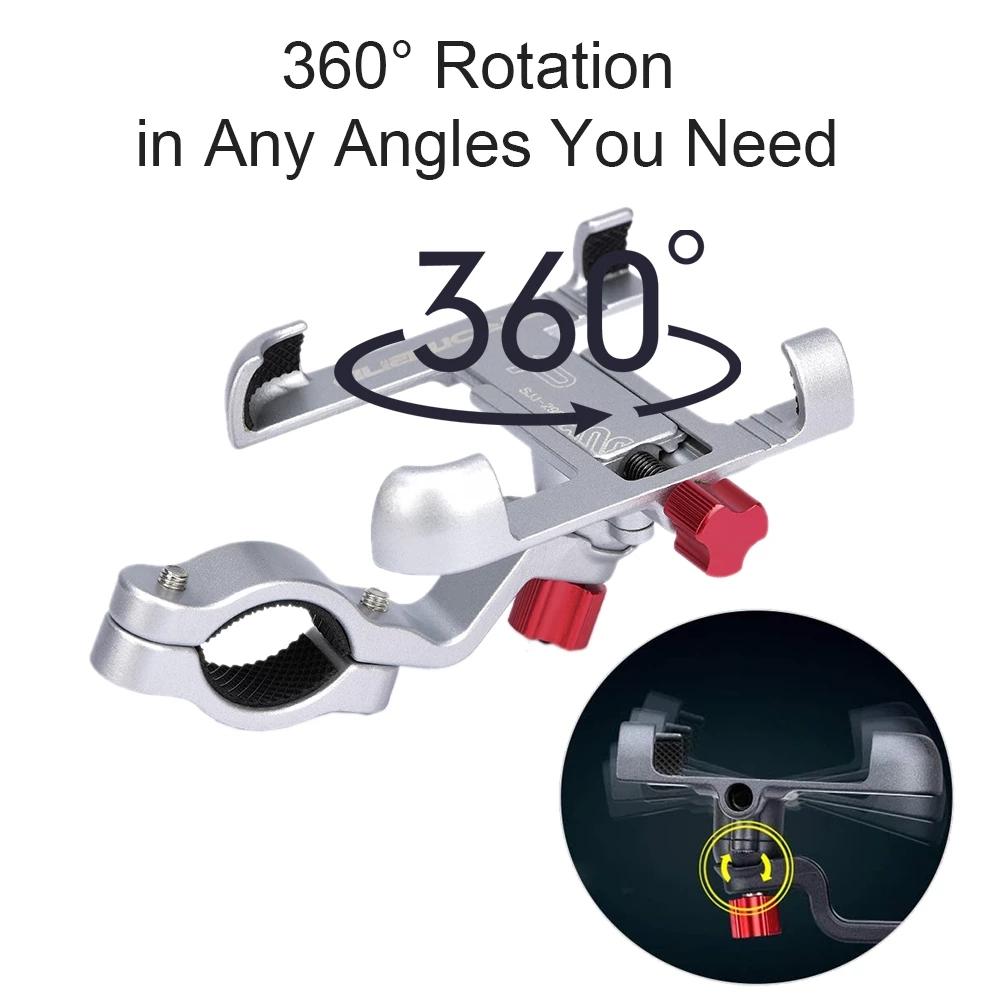 Universal Aluminum Alloy Bicycle Phone Holder Rack Motorcycle Handlebar Mount Non-Slip Moblie Phone Clip