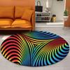 Optical Illusion Artistic Dynamic 3D Spiral Swirl Colorful Stripe Mat Visual Impact Carpet Rug for Living Room Home Decoration