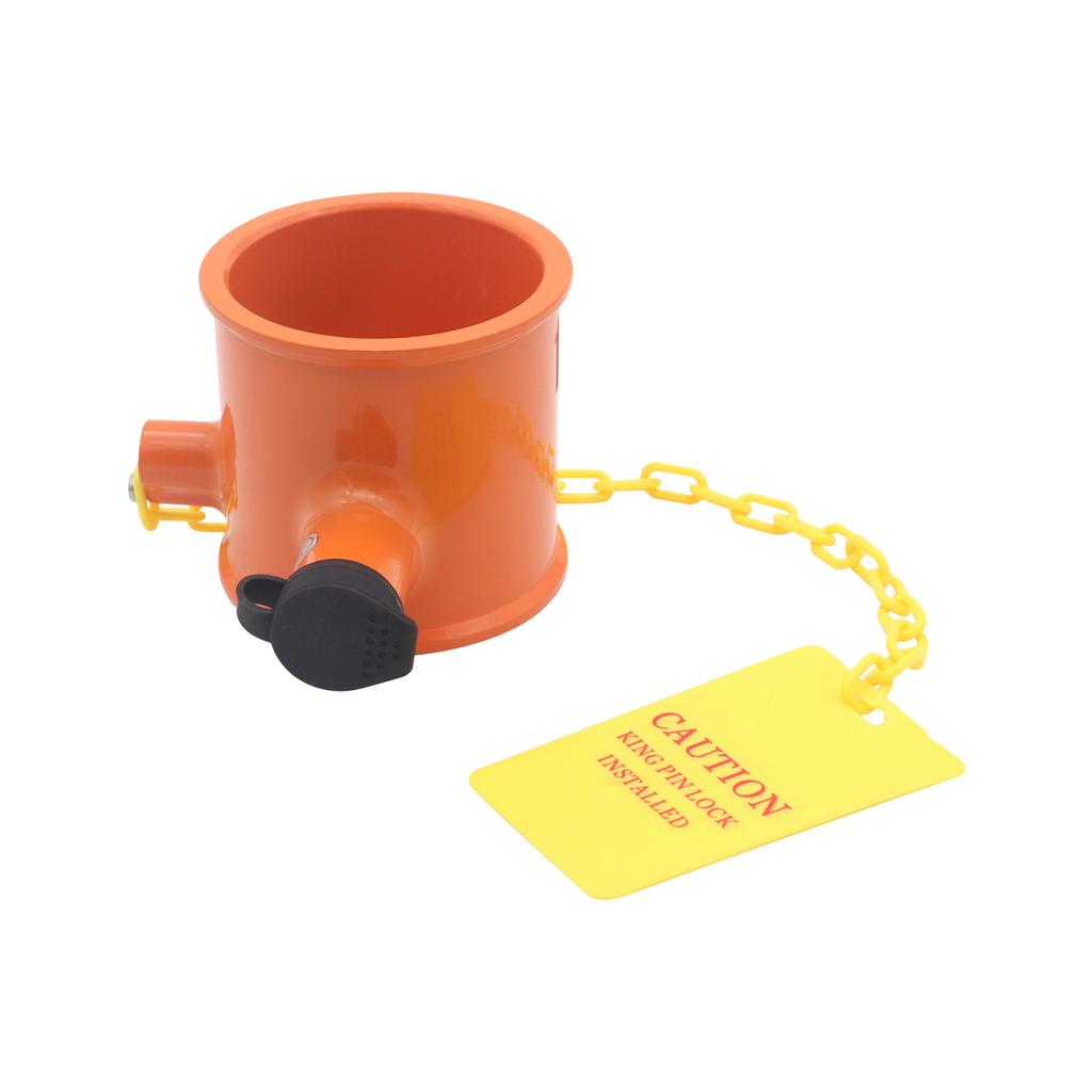 Wheel King Pin Lock Alloy Anti Theft Lock with Waterproof Sealing Cover, Yellow Warning Sign and 2 Keys Easy to Install