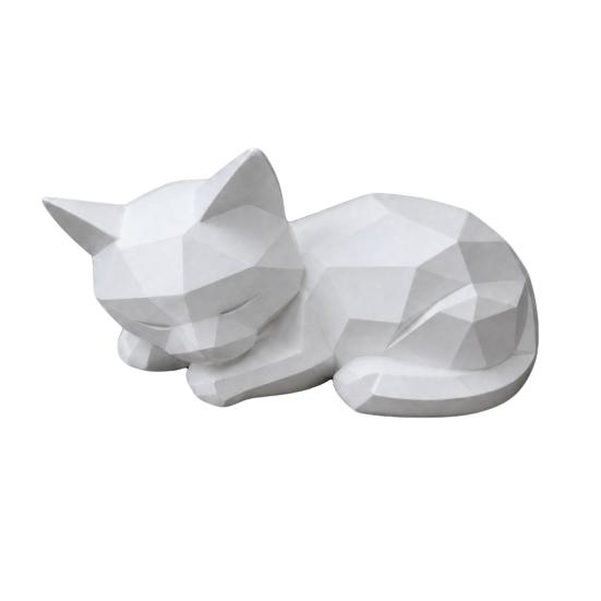 Геометрическая Фигурка Спящего Кота, Минималистичная Статуэтка Кота, 3D Печать, Абстрактная Скульптура Животного для Стола, Полки, Домашнего Офиса