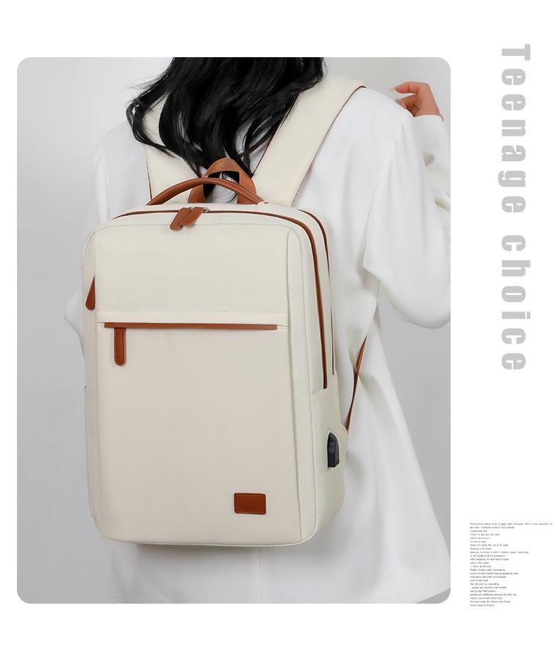 Women's Cross-Border Oxford Cloth Backpack, 15-Inch High-Capacity, Multi-Compartment Business Travel Laptop Bag