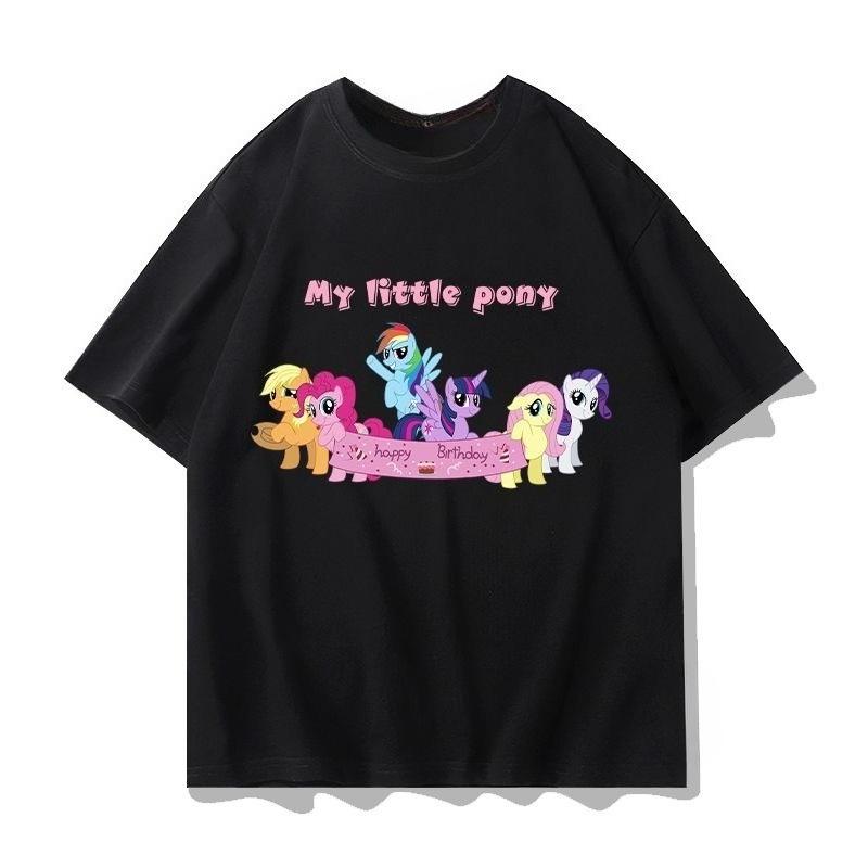 2026 summer new New cotton shortsleeved Tshirt for cartoonstyle Little Pony style relaxed fit loungewear style shirt