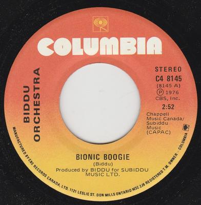 7-дюймовая пластинка BIDDU ORCHESTRA - Bionic Boogie C48145 Columbia 1976 Канада Соул/Фанк Б/У