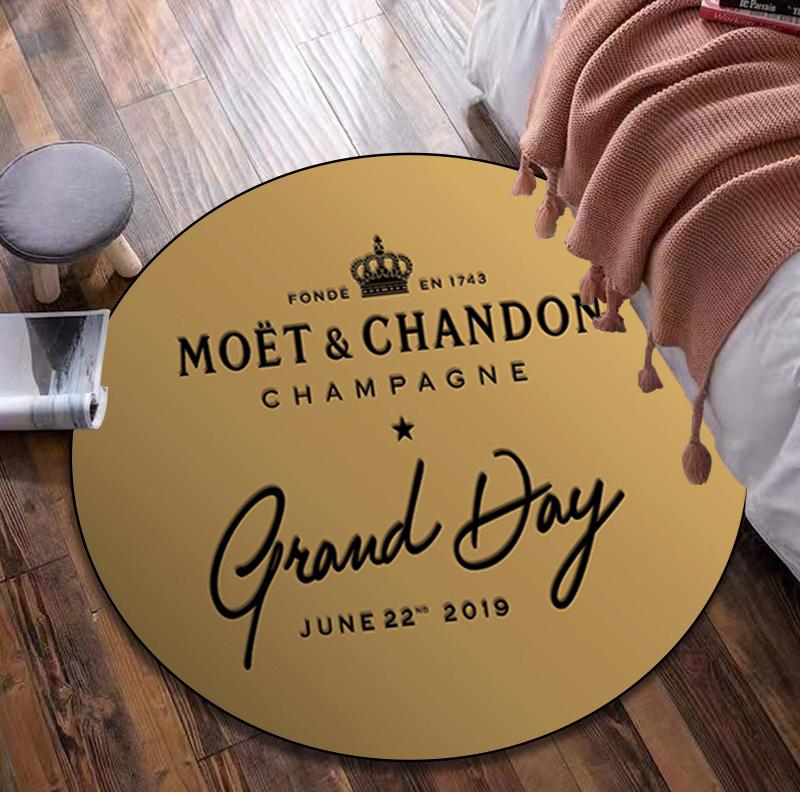 1Pc Moet Chandon champagne Circular Print Rug - home decoration Carpet For Living Room Bedroom Flooring Computer Chair Area Rug