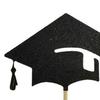 6 Pcs Graduation Cake Toppers Mini Grad Cap Cupcake Toppers Black Glitter Food