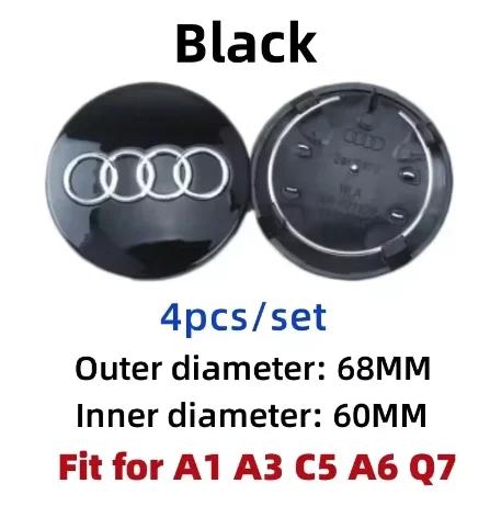 4pcs 60/61/68/69/77MM Car Wheel Center Hup Cap Cover for qaz22 A6 A7 A8 A3 A4 A5 A6 S3 S4 Q3 Q5 Q7 RS3 RS4 RS5 RS6 TT Accessories