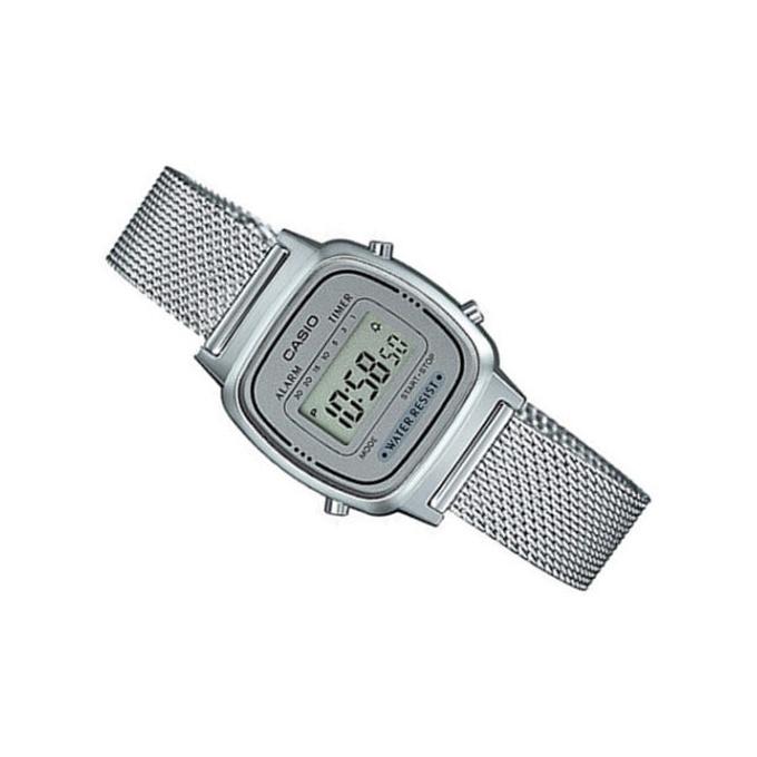 Casio Ретро Маленький Циферблат Водонепроницаемые Часы Стальной Браслет Кварцевый Механизм Женские часы Серый LA670WEM-7
