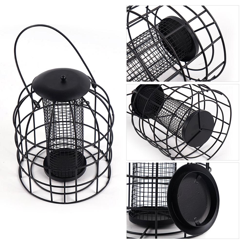 Iron Cage Bird Feeder Metal Bird Food Dispenser Hanging Feeding Column