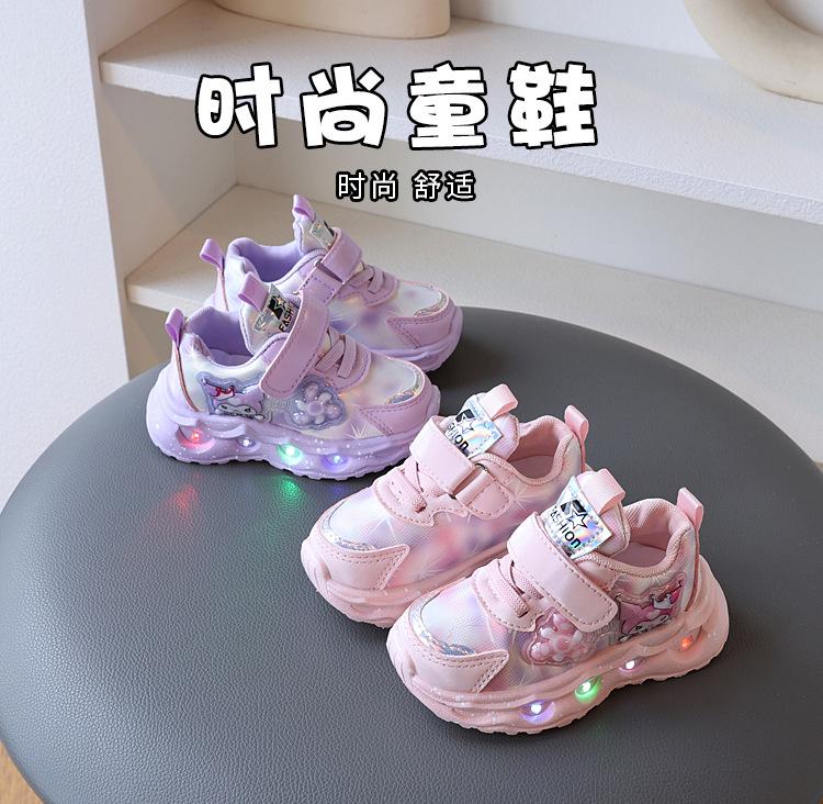 Светящиеся кроссовки для девочек 1-3 лет, мягкая подошва, дышащая кожа, обувь для малышей на весну-осень, для повседневной ходьбы