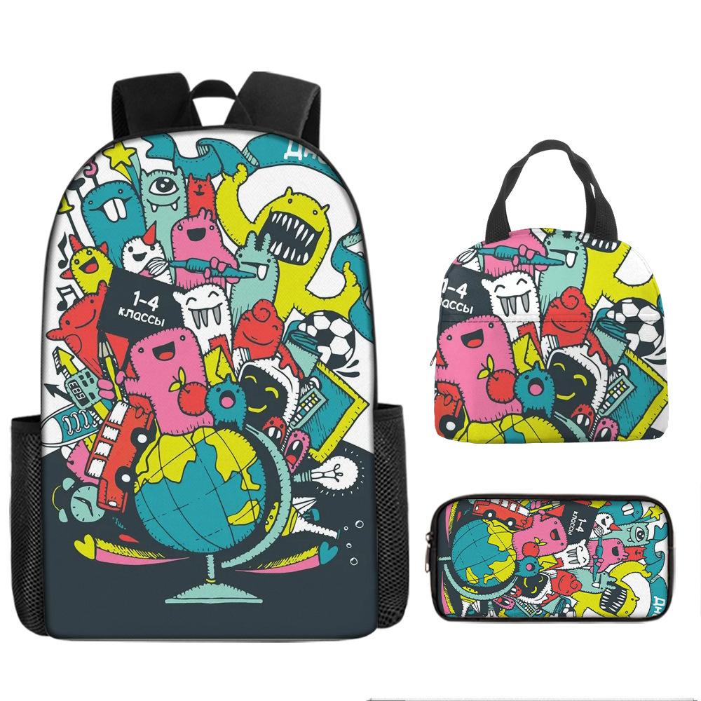 Class Garden Cartoon Primary and Secondary School School Bag Children's Backpack Backpack Three-piece Set