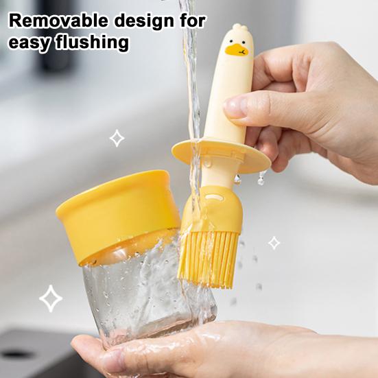 Щетка для бутылок с маслом 2 в 1, силиконовая термостойкая щетка с прозрачным многоразовым контейнером для масла, соевого соуса