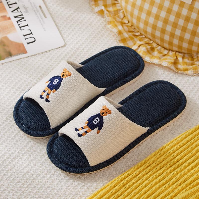 New Four Seasons Linen Slippers Children's Simple Cartoon Cute Boys and Girls Home Indoor Non-slip Sweat Absorption
