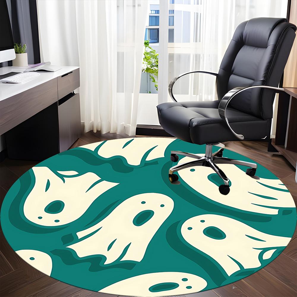 1pc Ghostly Spirits Office Round Area Rug, Mat Suitable For Office, Under Office Chairs Bedroom Living Room Home Decor, Room Deco