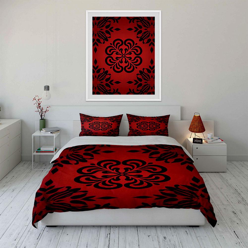 Floral-inspired black motifs. Bedding sets Duvet cover sets Duvet covers Pillowcases(1* Duvet Cover 2* Pillowcases without duvet insert)