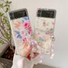 For Samsung Z Flip 4 Case Pink Floral Bracelet Transparent Folding Case For Samsung Z Flip 3 Zflip4 Shockproof Hard Back Cover