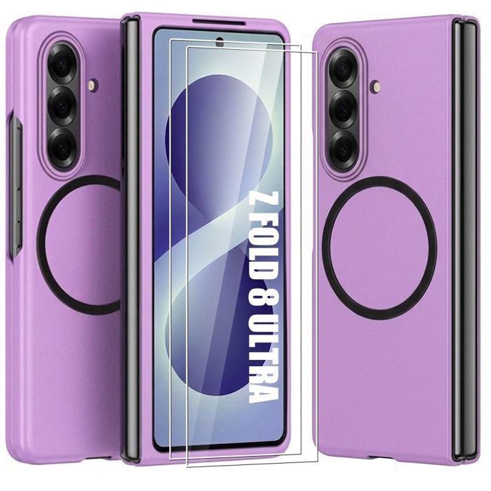 Coque pour Samsung Galaxy Z Fold 8 Ultra, Antichoc avec Cercle Magnétique - Violet - 2 Verres Trempés