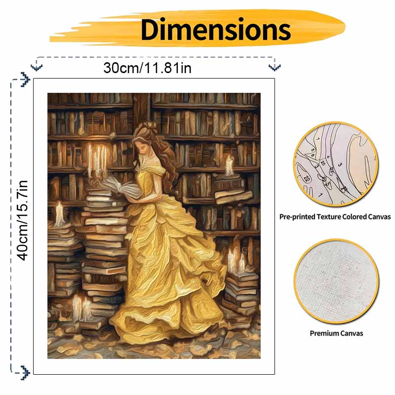 Disney Beauty and the Beast oil painting art painting kit handmade diy gift home decoration library scene for adults wall art paint by number