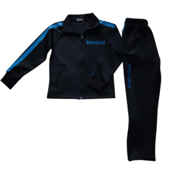 Jogging - Marseille - Football Tracksuit - Zip-up Jacket - Elastic Pants - 100% Polyester