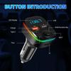 3in1 Car Bluetooth 5.0 FM Transmitter Mp3 Player 3.4A Dual Port USB +Type C PD Fast Charger With Remote Control Ambient Light Wireless Audio Receiver
