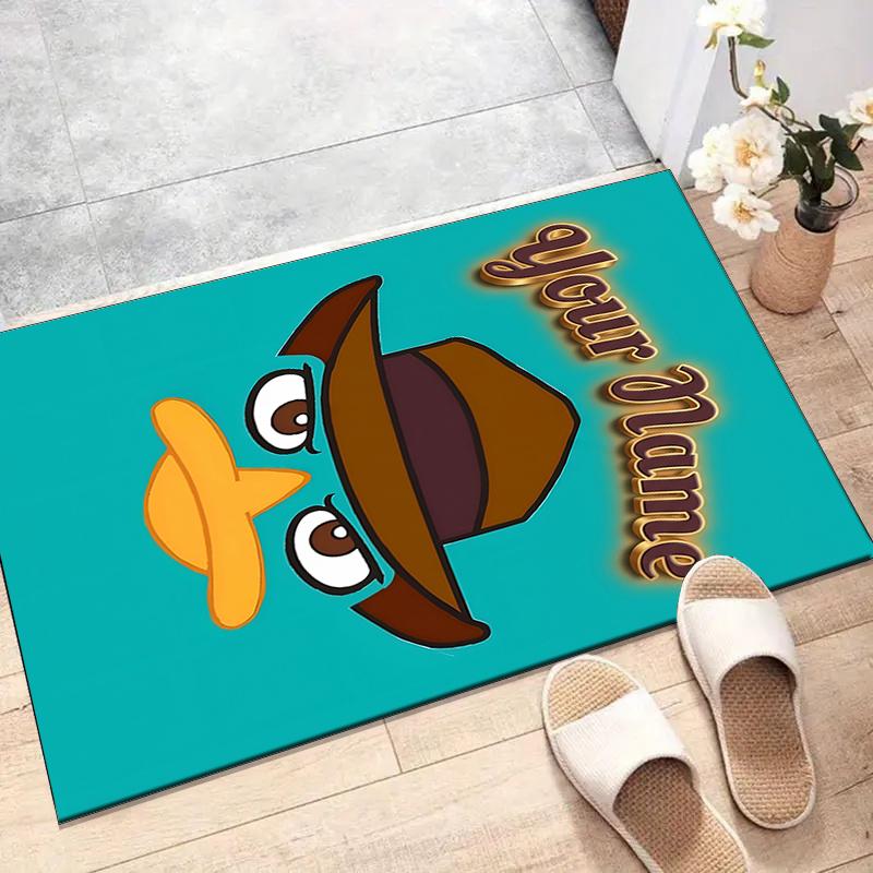 Phineas and Ferb Design Area Rug Personalized Name- Non-Slip, Soft & Cozy Floor Mat for Living Room, Office - Indoor/Outdoor Carpet