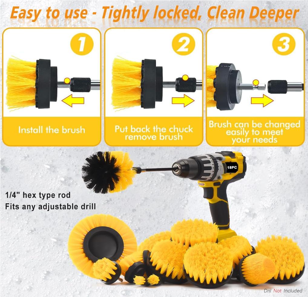 Industrial Grade Multi-Purpose Abrasive Power Scrubber Cleaning Kit Customizable  Nylon Drill Brush Bristle Length 1
