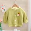 Girls' Knitted Cardigan Sweater - Spring/Autumn Round Neck Knitwear for Babies & Children