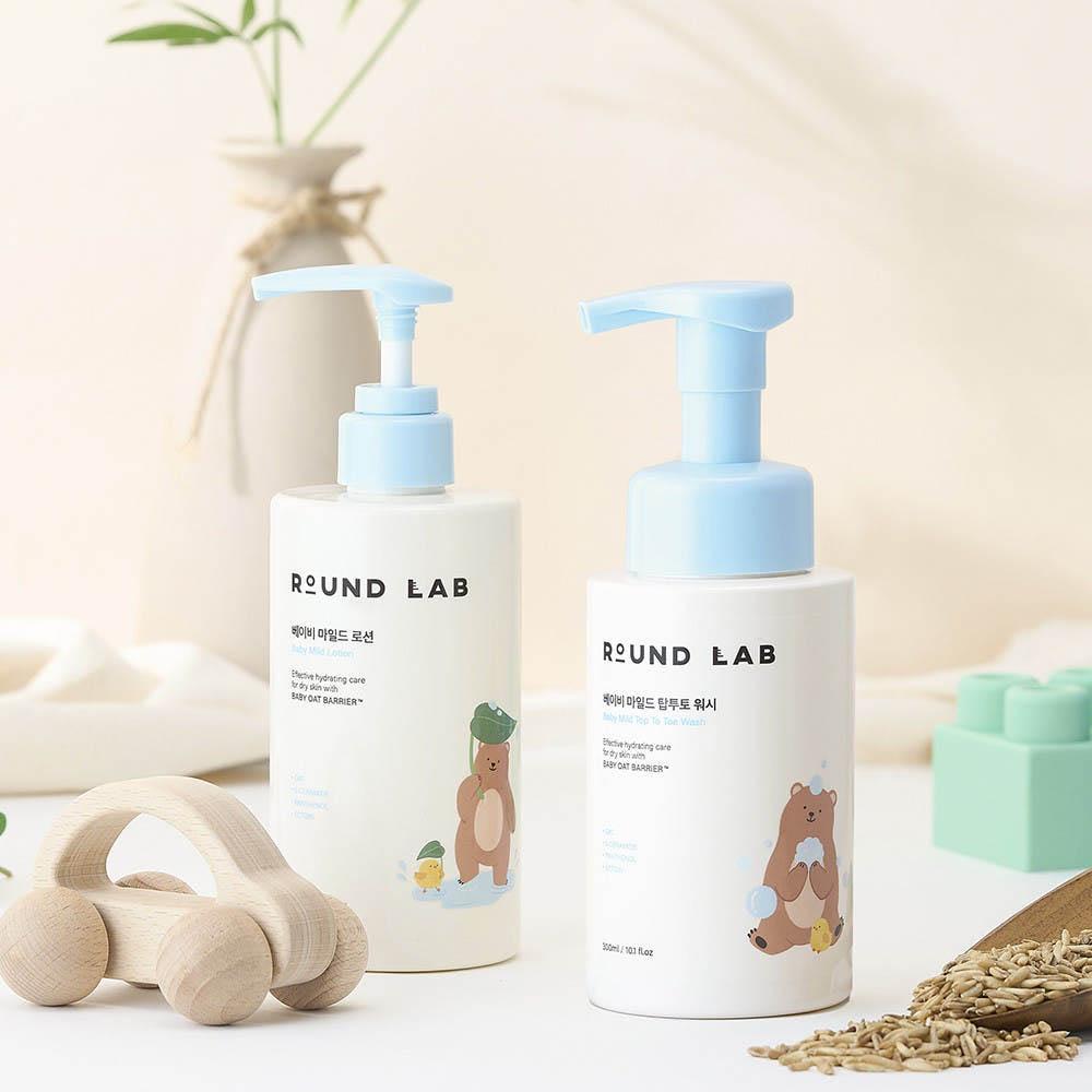 ROUND LAB Нежный набор для мытья и лосьон для всего тела для младенцев 300 мл × 2