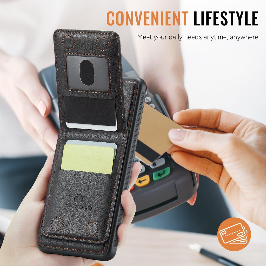 Кожаная задняя крышка для Google Pixel 9 Pro XL, совместимая с MagSafe, чехол для телефона JEEHOOD J06 с карманом для карт и защитой от RFID