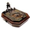 Antique Nautical Sundial Pendulum Compass Engrave Gilbert & Sons London Sundial Compass 4.5" Brass Navigation Compass with Wooden Box