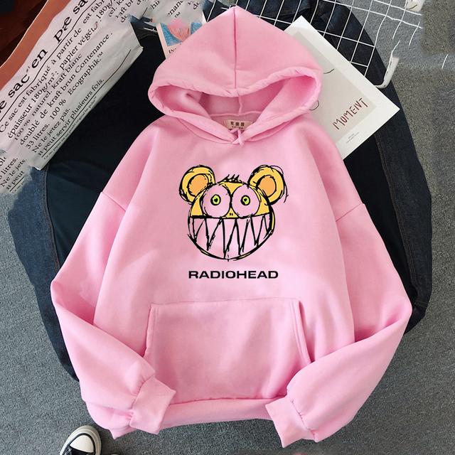 Мужская толстовка с капюшоном Radiohead с принтом рок-группы и рэпера Harajuku Regular Oversize Hip Hop Sweatshirt Мужская одежда