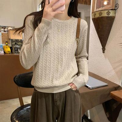 Женский свитер Зимний Утепленный Пуловер Теплый Вязаный Эластичный С Длинным Рукавом Полосатый Оверсайз Джемпер Топы